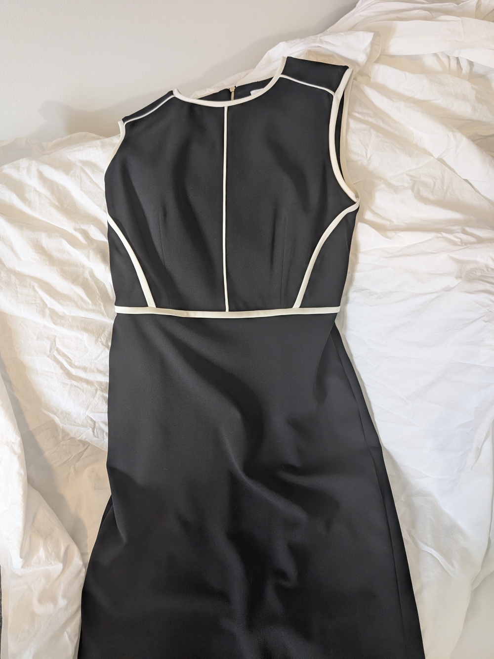 Calvin Klein Black Mini Sheath Dress with Cream Piping
